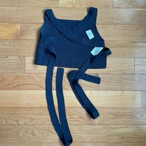 Aritzia, Wilfred, crop top, dark blue, navy, top with straps, Medium